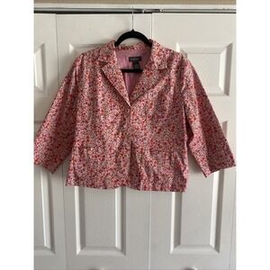 Van Heusen Womens Large Pink Floral Blazer Jacket Cotton Y2K Girliepop Feminine